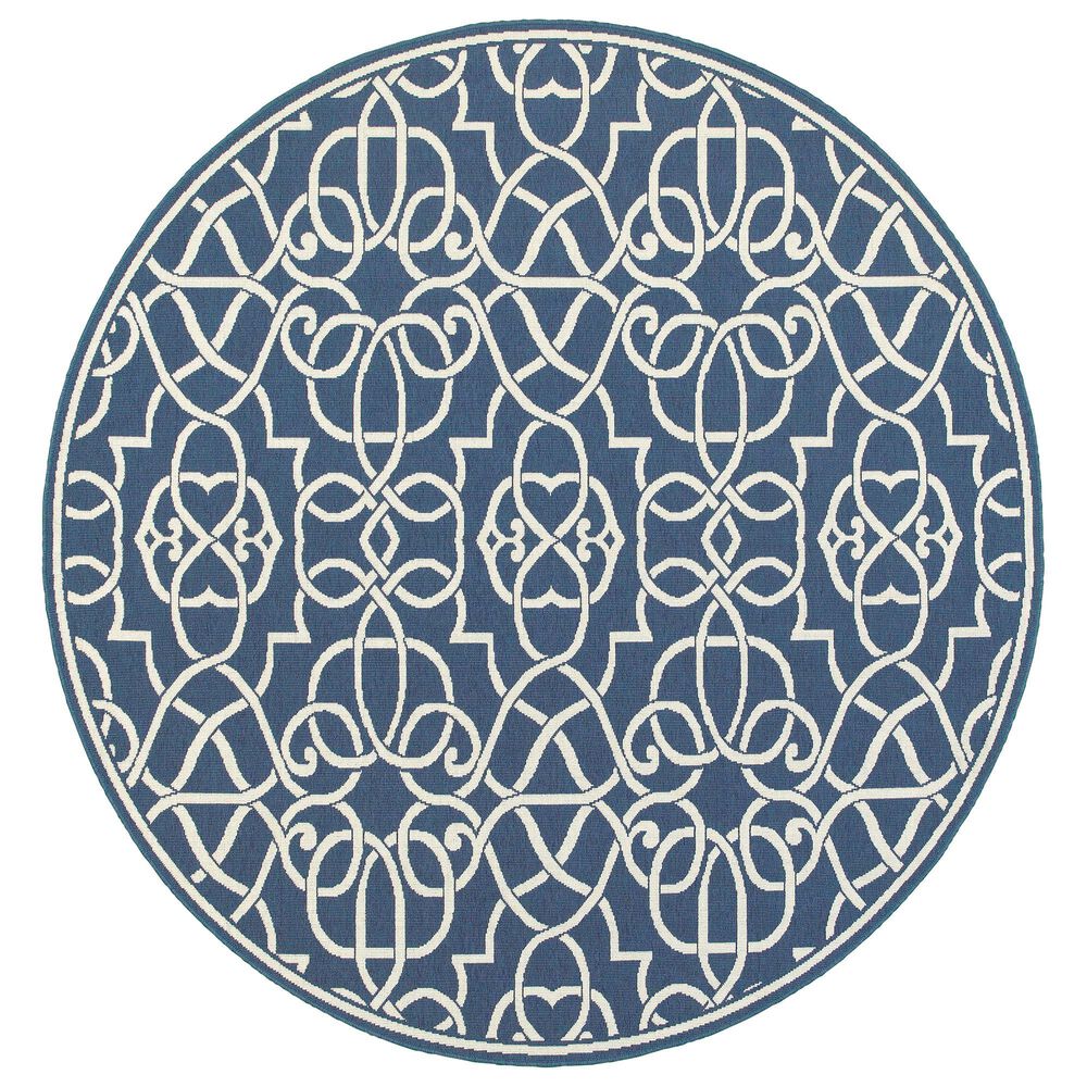 Oriental Weavers Meridian 7"10" Round Navy Area Rug, , large