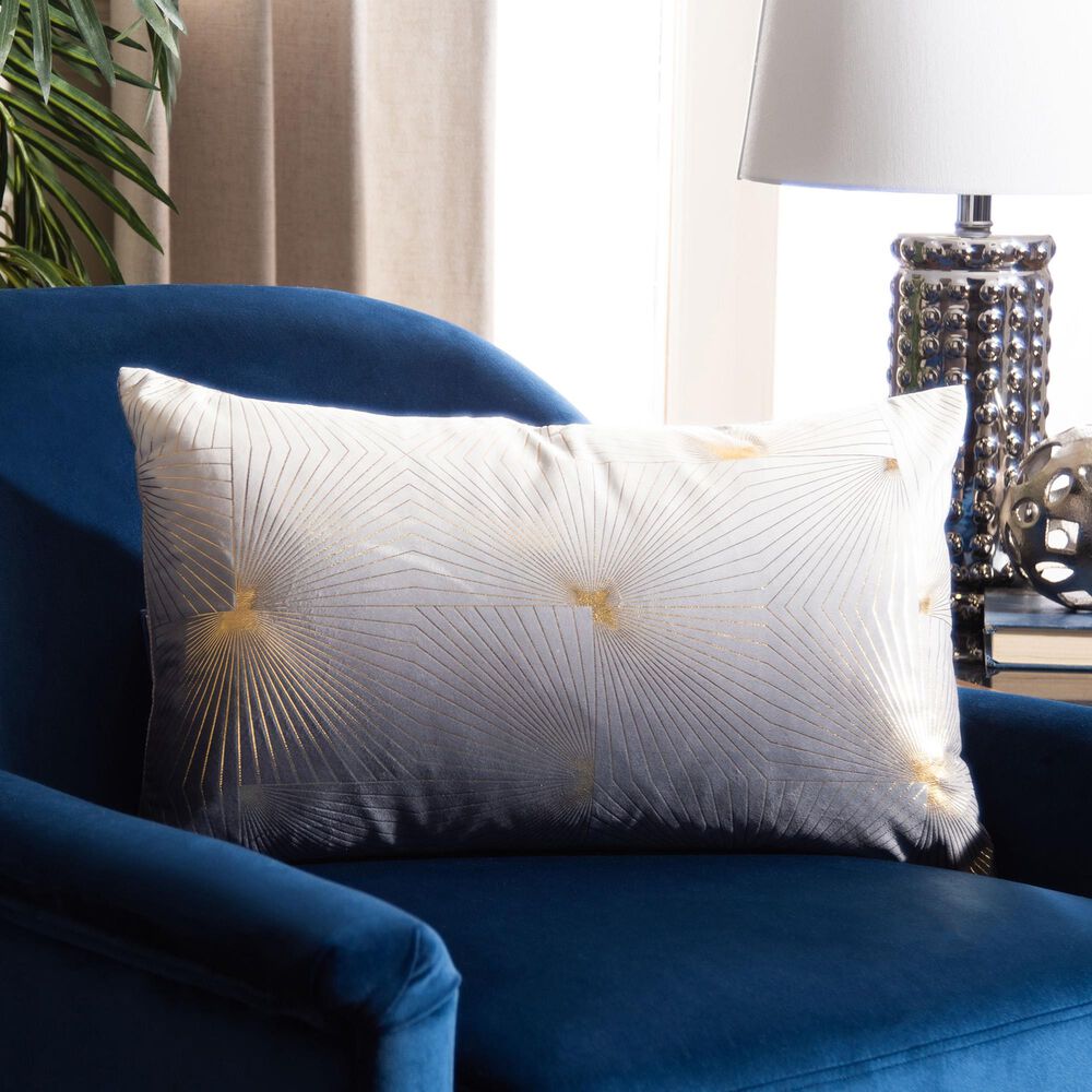 Safavieh Loran 12" x 20" Pillow in Gray and Gold, , large