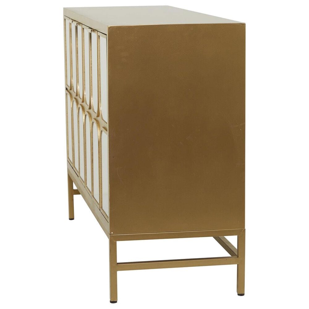 Maple and Jade 3-Door Room Cabinet with Mirrored Front in Gold, , large