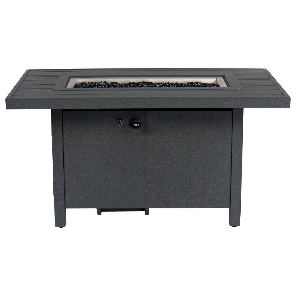 Woodard Scala 50" x 30" Rectangular Fire Table with Tri-Slat Top in Graphite, , large