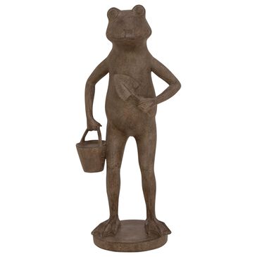 Maple and Jade 19" x 8" Rustic Polystone Frog Sculpture in Dark Brown, , large
