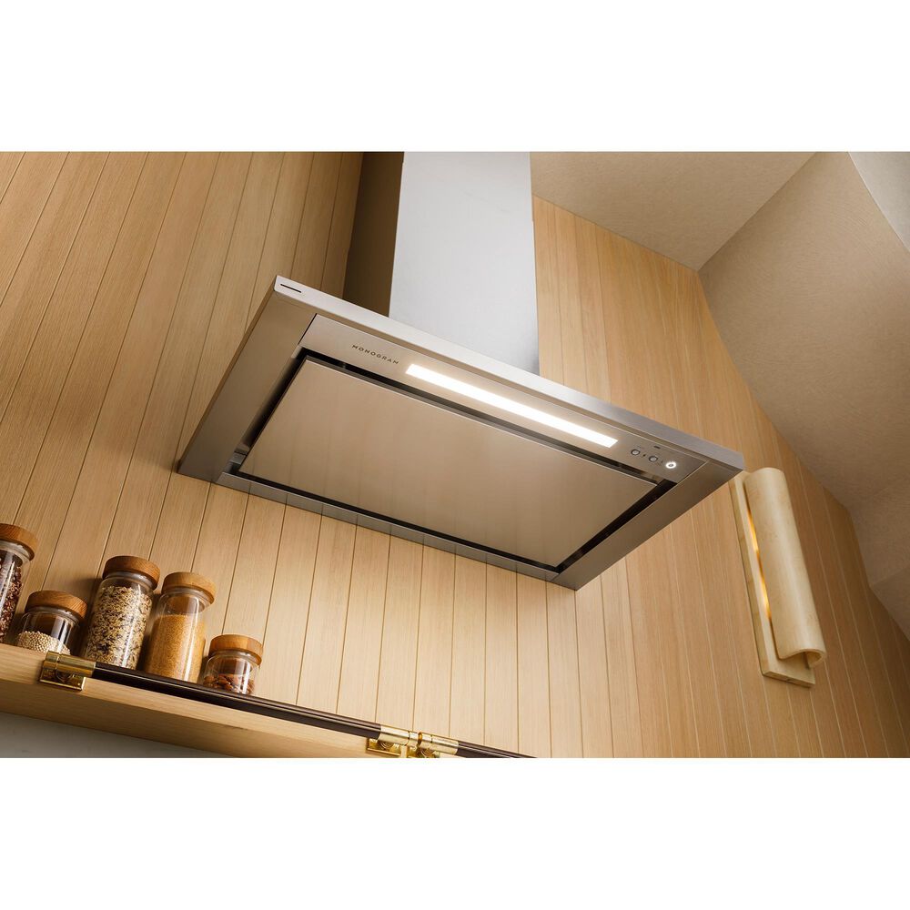 Monogram 48&quot; Wall-Mounted Pyramid Chimney Vent Hood with Air Quality Sensors in Stainless Steel, , large