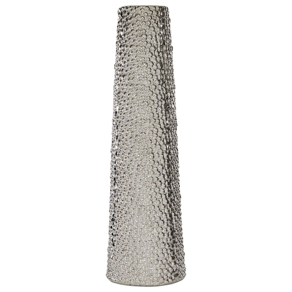 Maple and Jade Ceramic Trumpet Vase in Glossy Silver, , large