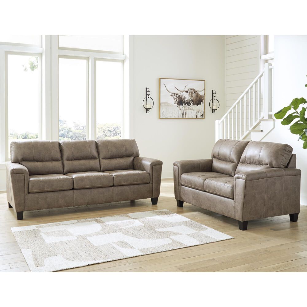 Ashley Navi Stationary Sofa and Loveseat Set in Fossil, , large
