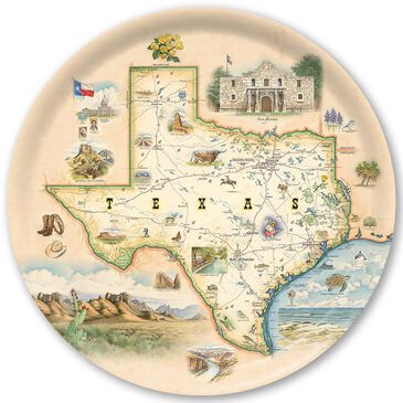 Xplorer Maps Texas Map Round Wood Serving Tray, , large