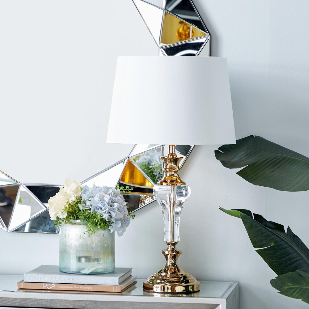 Maple and Jade Table Lamp in Shiny Gold and Clear, , large