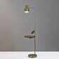 Adesso Wyatt Floor Lamp with Shelf and Wireless Charging in Antique Brass, , large