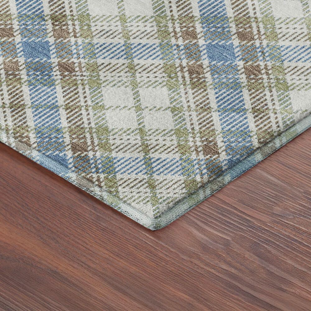 Dalyn Rug Company Soft Essentials Plaid Blue 2'3" x 7'6" Indoor/Outdoor Runner, , large