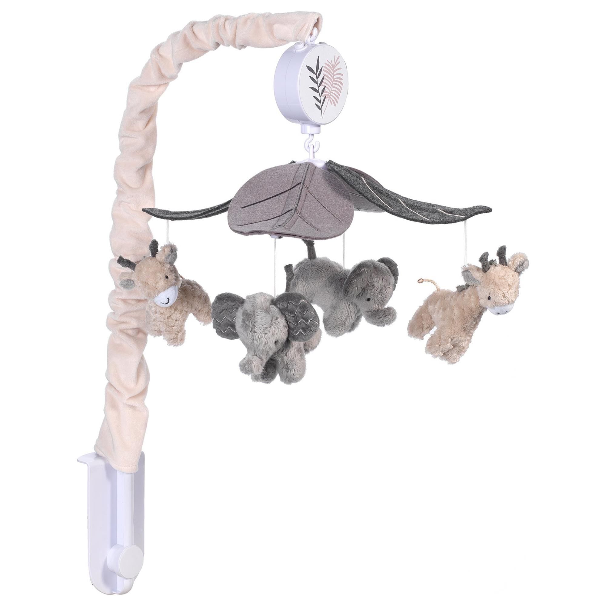 Lambs and Ivy Baby Jungle Animals Musical Crib Mobile in Gray and
