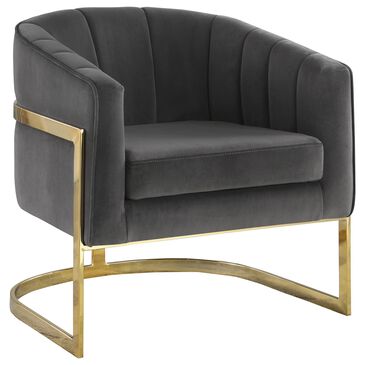 Pacific Landing Joey Accent Chair in Grey Velvet, , large