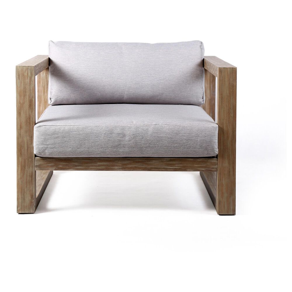 Hearth and Haven Paradise Outdoor Eucalyptus Wood Lounge Chair in Gray, , large