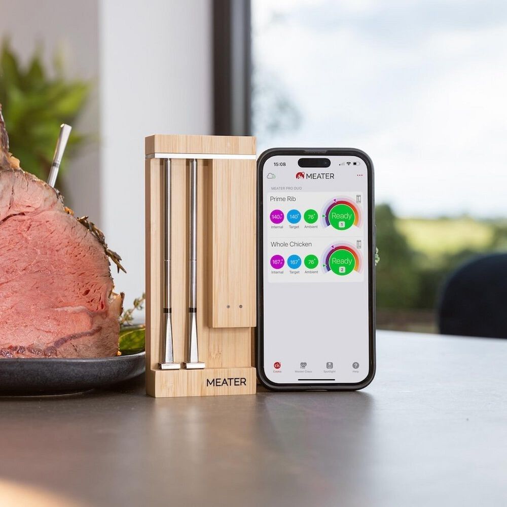 Traeger Grills Meater Plus Wireless Meat Thermometer in Honey and Stainless Steel, , large