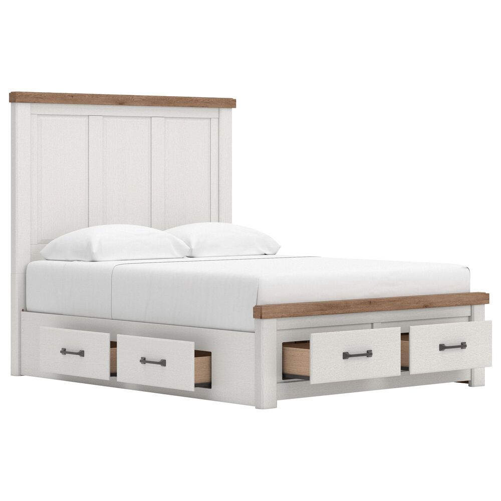 Ashley Savonport Queen Storage Panel Bed in White and Brown, , large