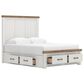 Ashley Savonport Queen Storage Panel Bed in White and Brown, , large
