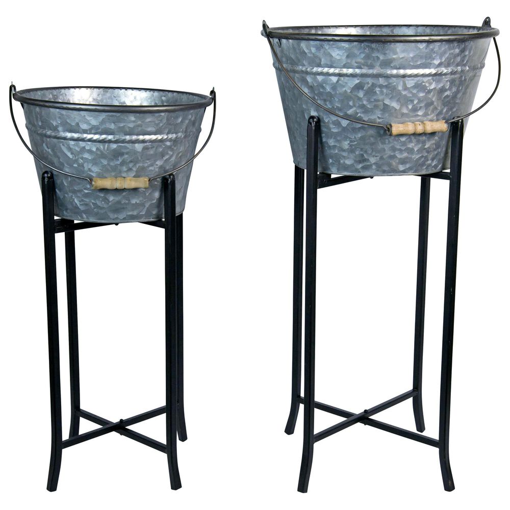 VIP Home and Garden American Mercantile Metal Planter (Set of 2), , large