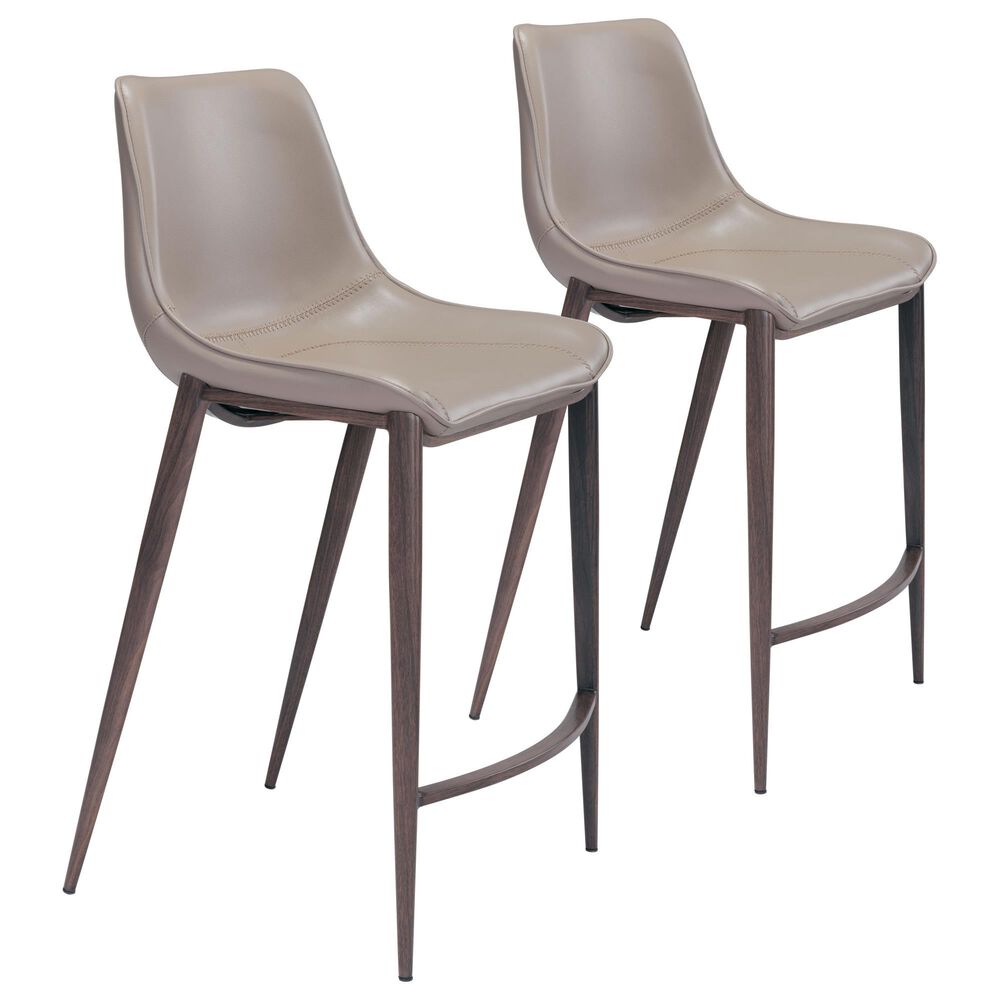 Zuo Modern Magnus Counter Chair in Gray/Dark Brown (Set of 2), , large