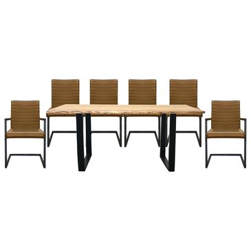 Primitive Home Lenox and Drake 7-Piece Rectangular Dining Set with Cognac Cushion in Black, , large
