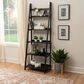 Linon Home Decor Charlotte 5-Shelf Ladder Bookcase in Black, , large