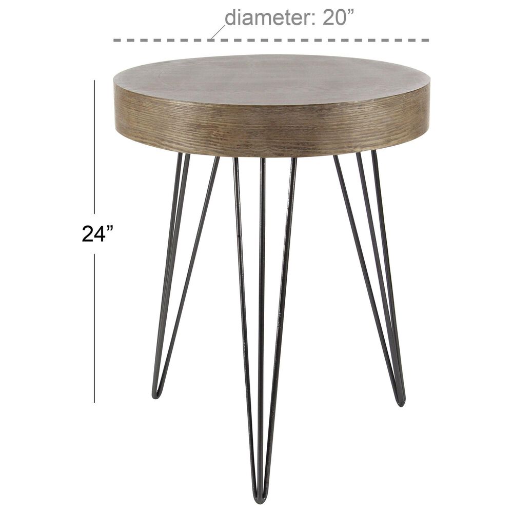 Maple and Jade Round Accent End Table in Brown and Black, , large