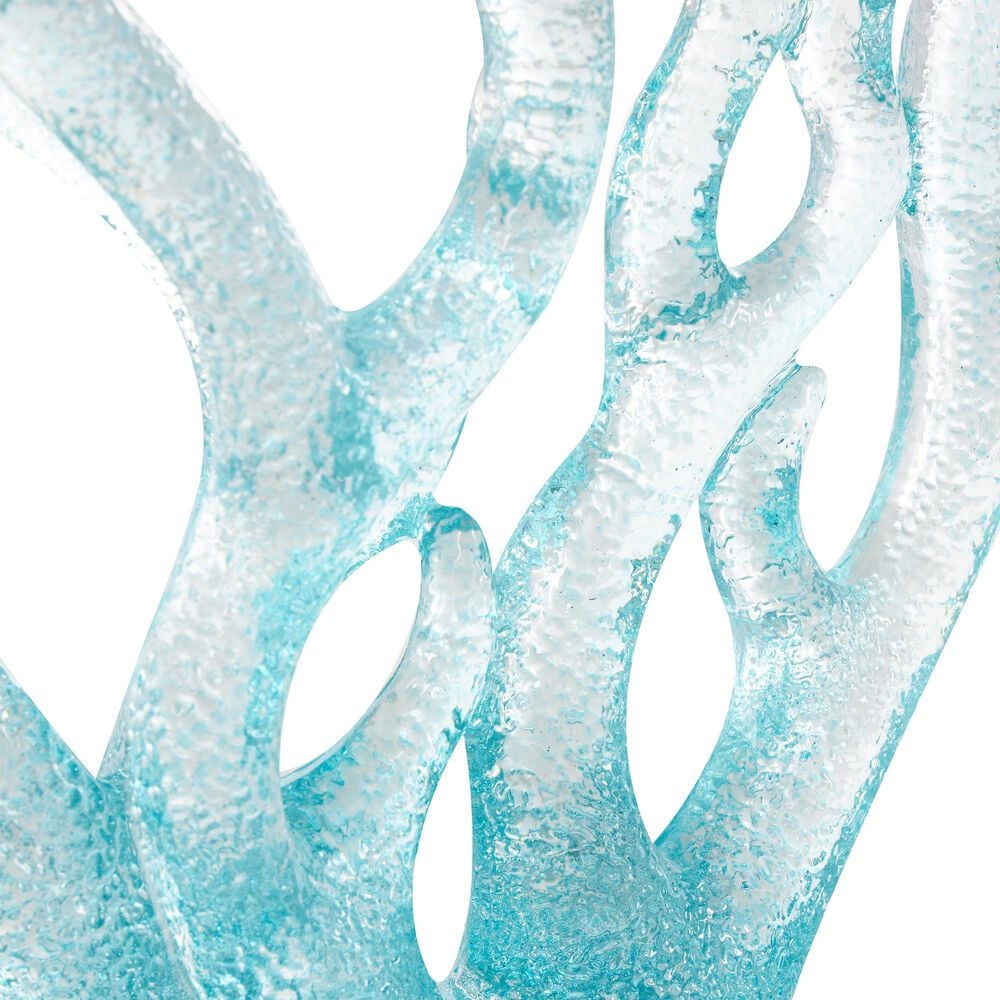 Maple and Jade Coral Ombre Decorative Sculpture with Base in Blue and Clear, , large