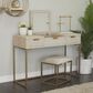 Maple and Jade Vanity Stool and Hidden Mirror in Light Gray and Gold, , large