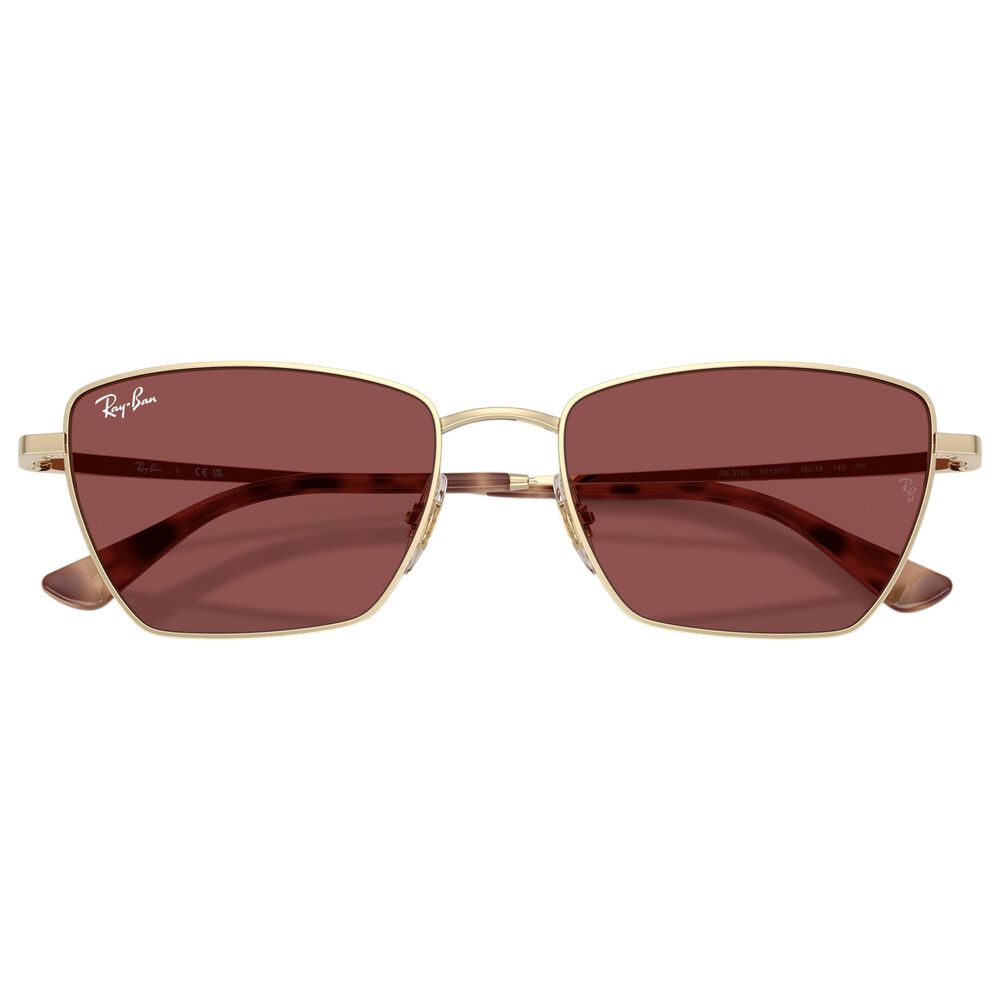 Rayban Glasses Drea Bio-Based Sunglasses with Dark Violet Lenses in Polished Pale Gold, , large