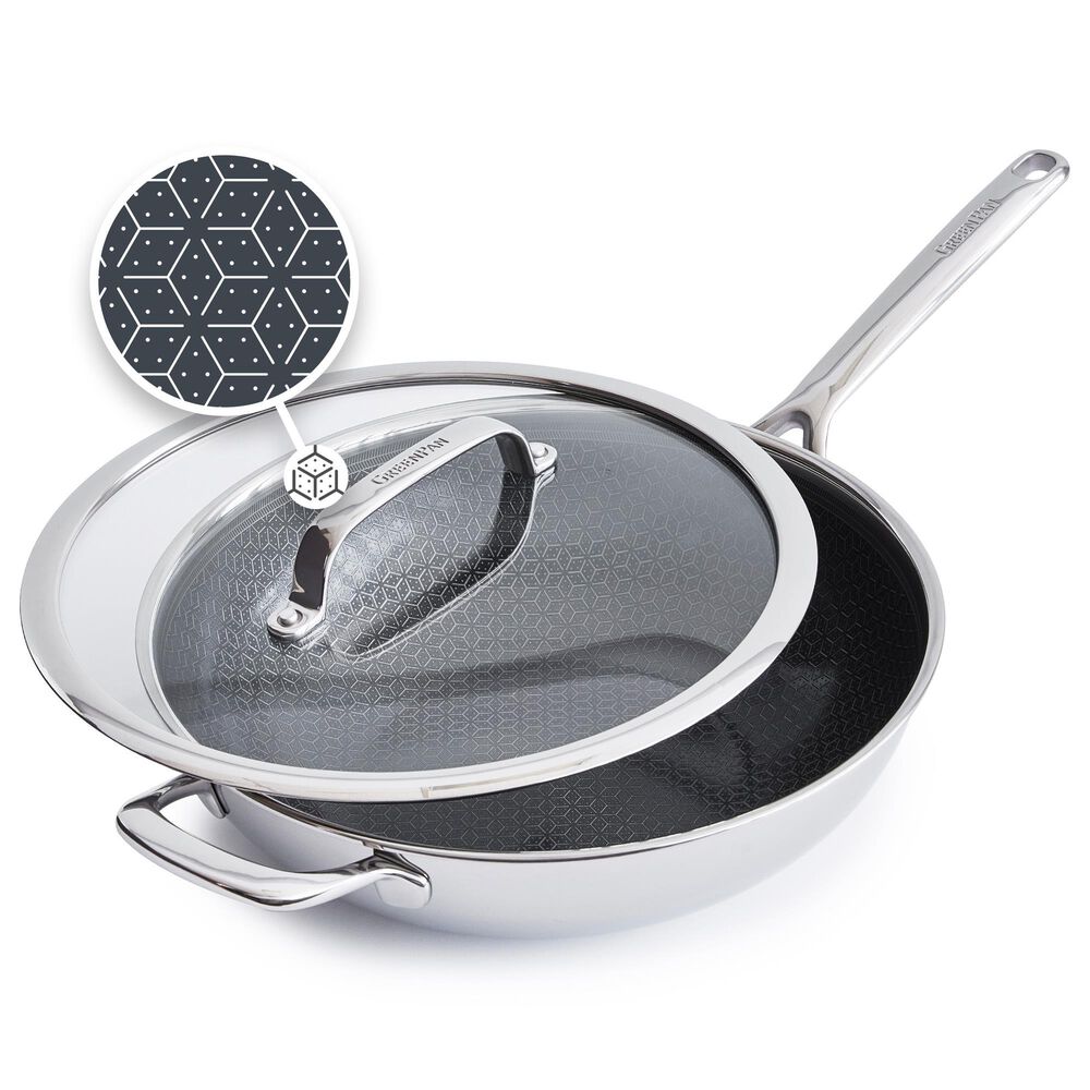 Green Pan Spectra 12" Wok with Lid in Stainless Steel, , large