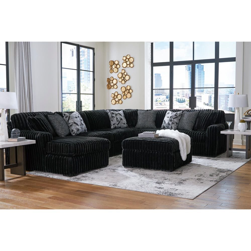 Ashley Midnight-Madness Oversized Accent Ottoman in Onyx, , large