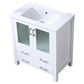 Lexora Home Volez 30" Single Bathroom Vanity in White with 2 cm White Ceramic Top and Rectangular Sink, , large