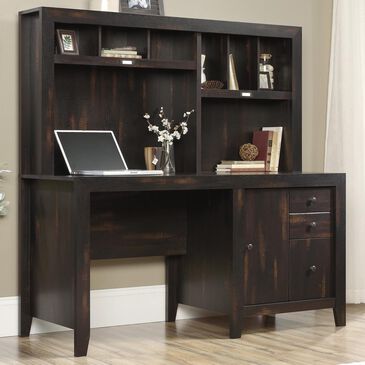 LITTLE TREE 63 Inch Large Executive Computer Office Desk, Brown+Black 