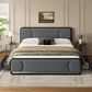 HOMLUX King Upholstered Platform Bed Frame in Gray, , large