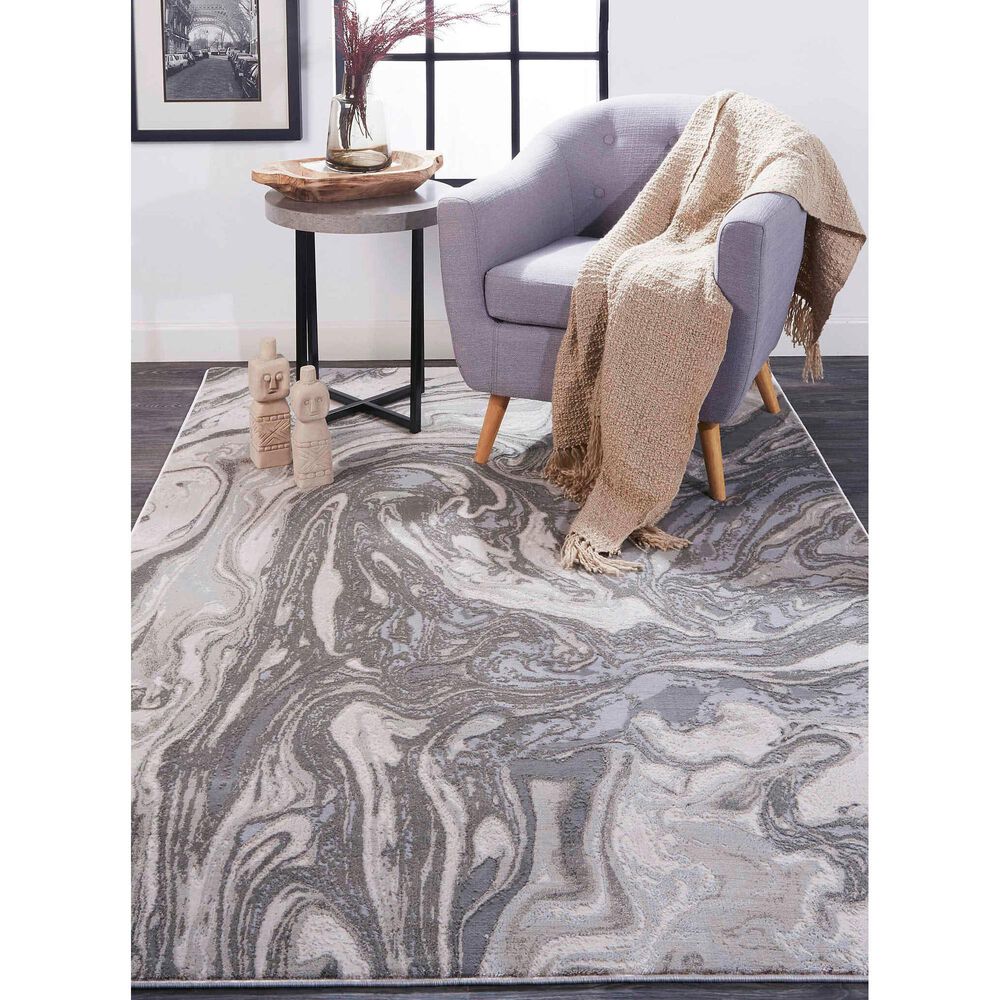 Feizy Prasad Abstract 8&#39; x 11&#39; Light Gray Area Rug, , large
