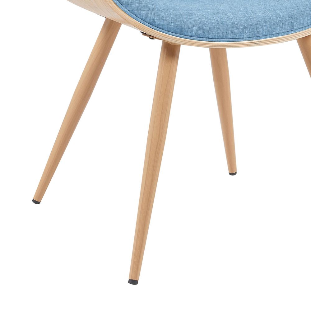 Armen Living Butterfly Arm Chair with Blue Upholstery in Oak, , large