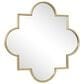 Maple and Jade 34" Metal Geometric Quatrefoil Wall Mirror in Satin Gold, , large