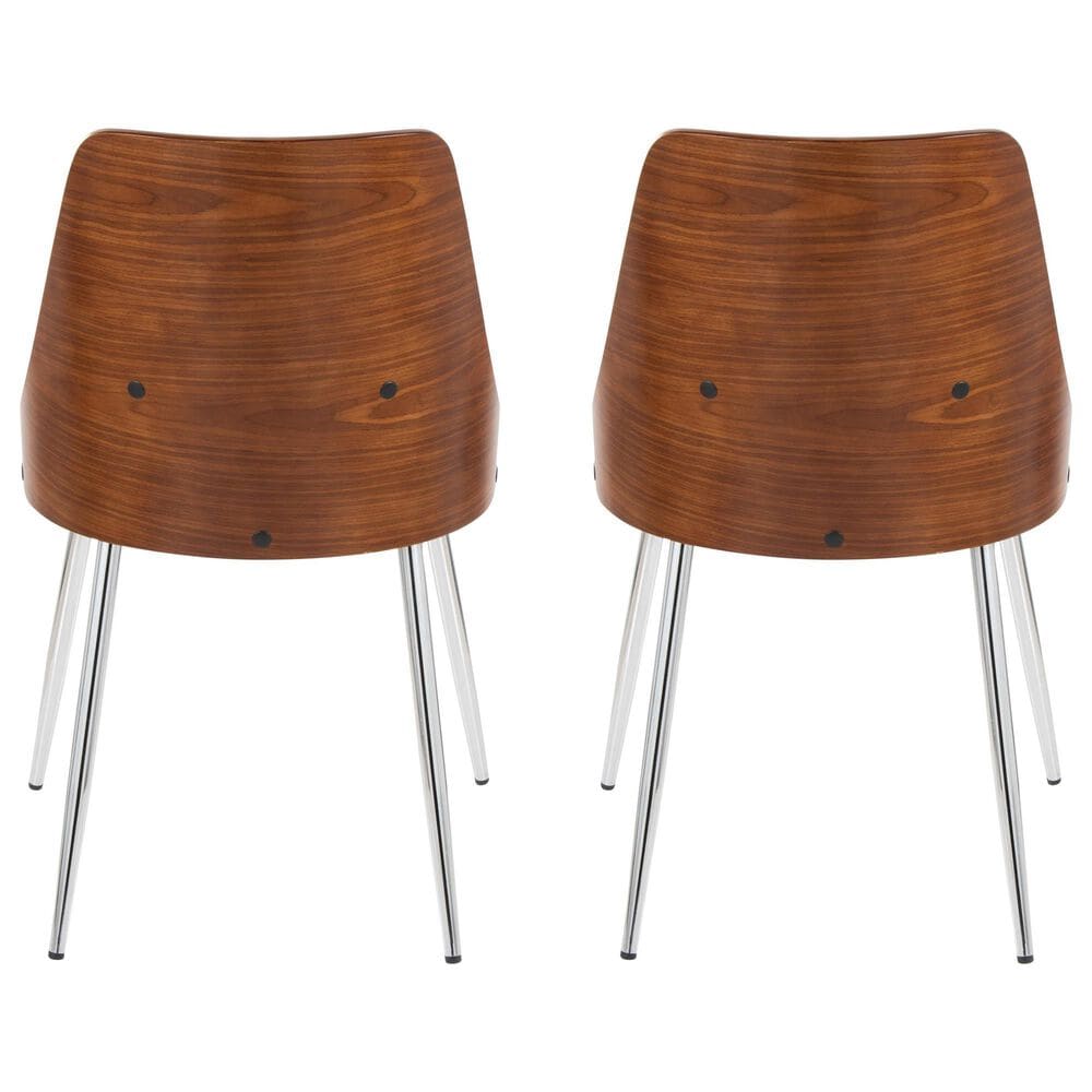 Lumisource Anabelle Side Chair with Grey Cushion in Chrome and Walnut &#40;Set of 2&#41;, , large