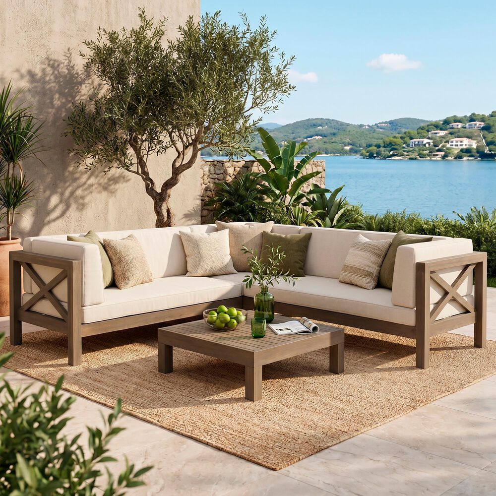 Hearth and Haven Brava 4-Piece Outdoor Sectional Set in White, , large