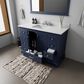 Lexora Home Dukes 48" Single Bathroom Vanity in Navy Blue with 2 cm White Cultured Marble Top and Rectangular Sink, , large