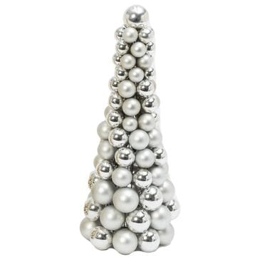The Gerson Company 18" Ornament Cone Tree in Silver, , large