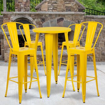 Flash Furniture 5-Piece Metal Bar Table Set in Yellow, , large