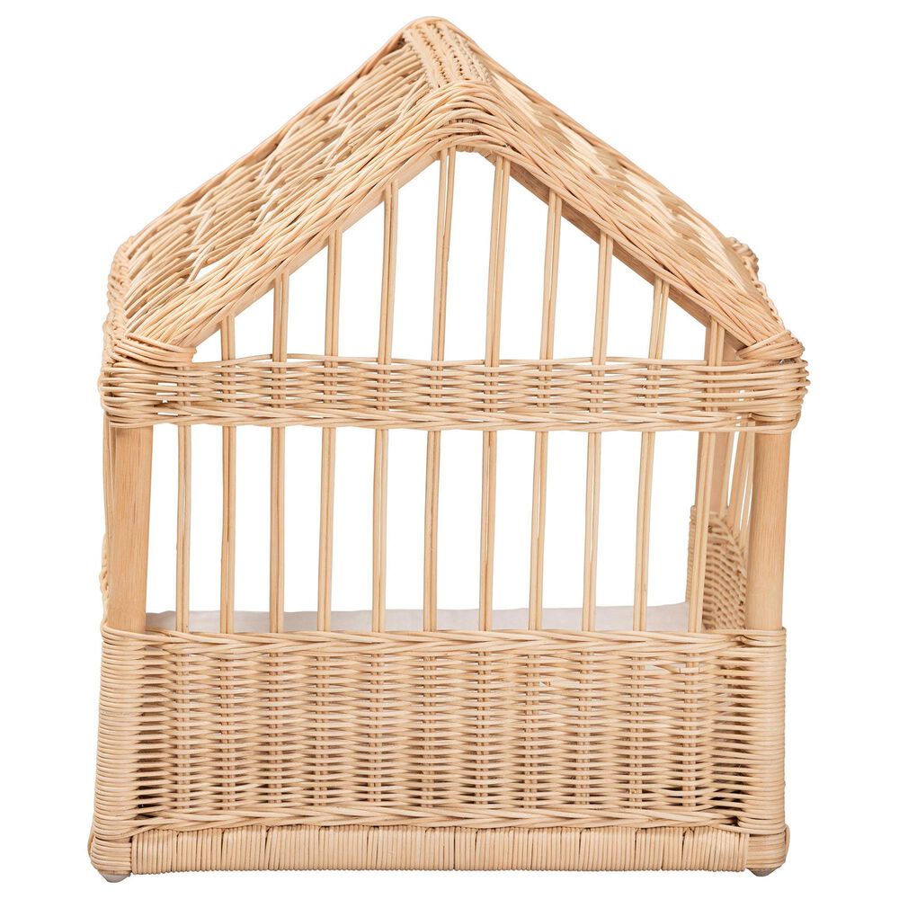 Baxton Studio Pieta Rattan Pet Bed with Removable Cushion in Natural Brown, , large