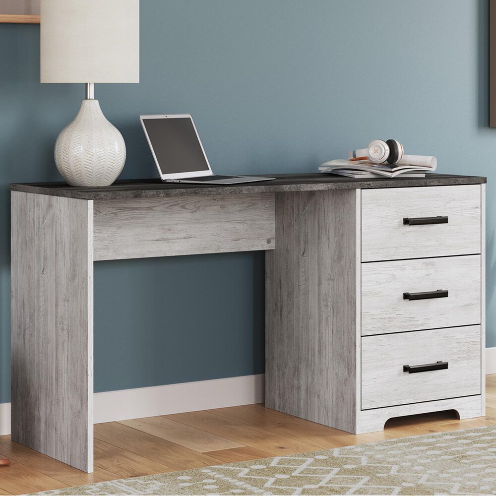 Ashley Shawburn 3-Drawer Home Office Desk in White and Dark Charcoal Gray, , large