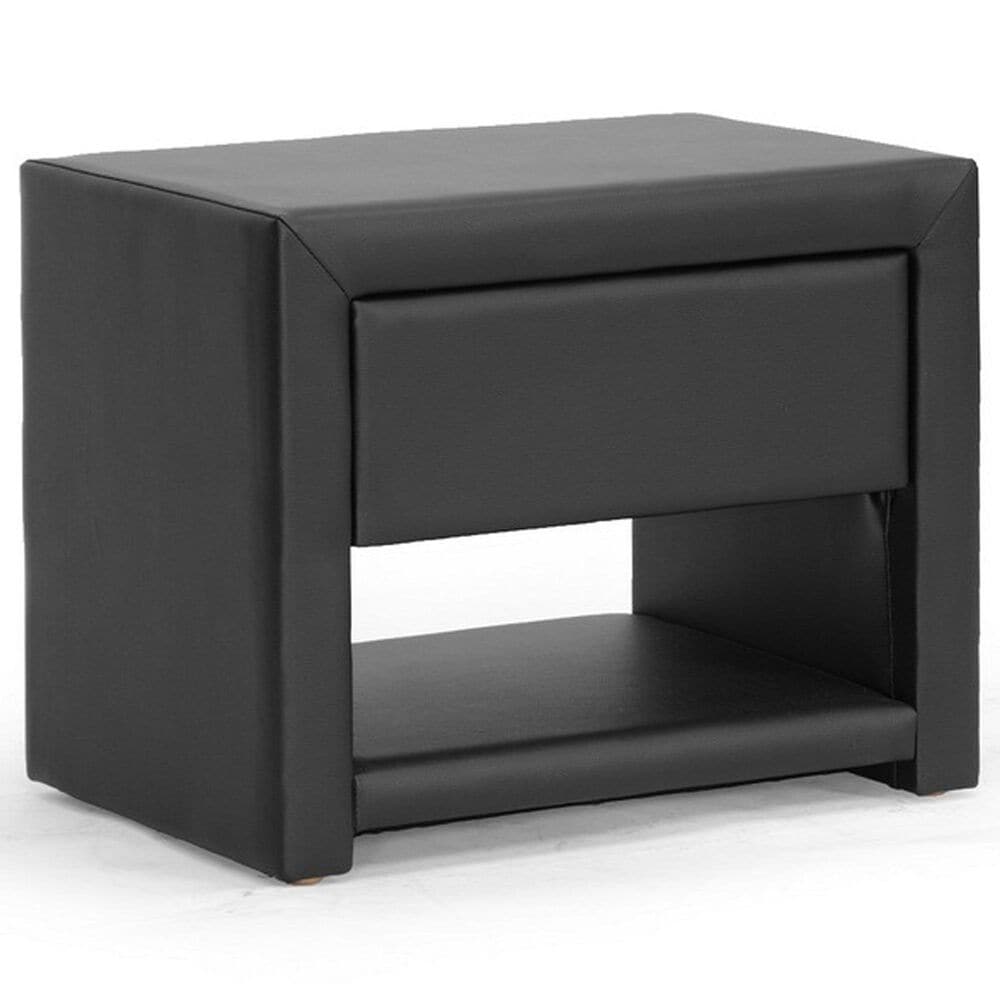 Baxton Studio Massey 1-Drawer Nightstand in Black, , large