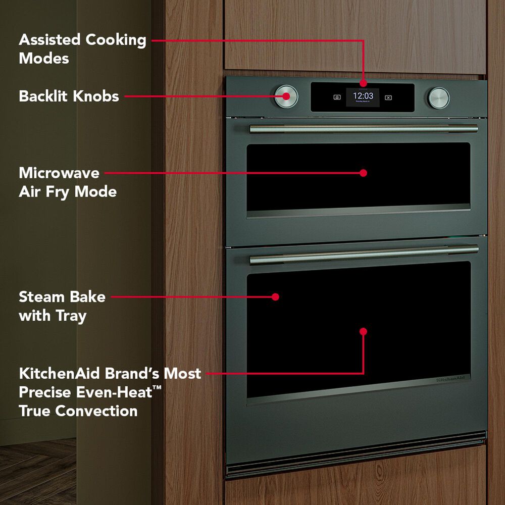 KitchenAid 2-Piece Kitchen Package with Juniper 30" Smart Combination Wall Oven and Black 30" Induction Cooktop, , large