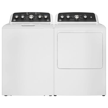 GE Appliances 4.5 Cu. Ft. Top Load Washer with Spanish Panel and 7.2 Cu. Ft. Gas Dryer Laundry Pair in White and Matte Black, , large