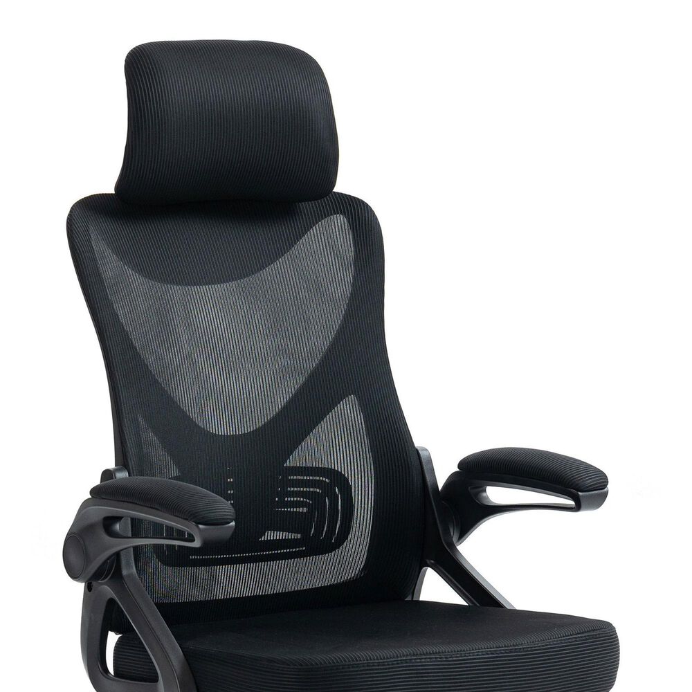 Rta Products Llc Essential Ergonomic Office Chair with Headrest and Lumbar Support in Black, , large