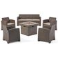 Noble House Selway 6-Piece Patio Square Firepit Chat Set in Brown, , large