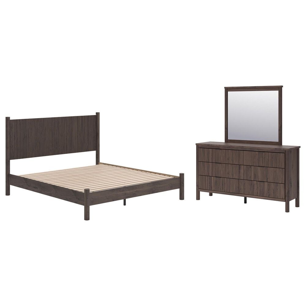 Ashley Pamytta 3-Piece King Panel Platform Bedroom Set in Rich Brown, , large