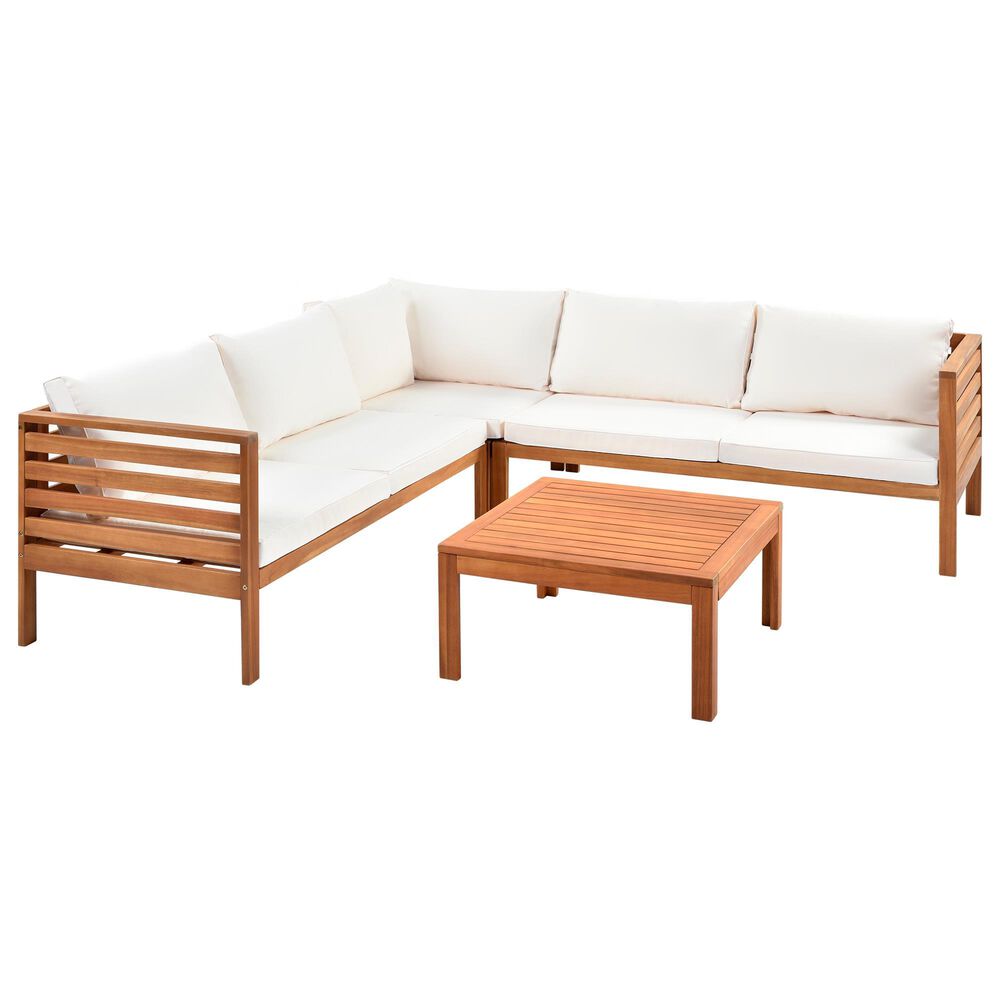 Hearth and Haven 4-Piece Outdoor Sectional Set in Beige, , large