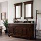 James Martin Vanities Brookfield 60" Double Bathroom Vanity in Burnished Mahogany with 3 cm Lime Delight Quartz Top and Rectangular Sinks, , large