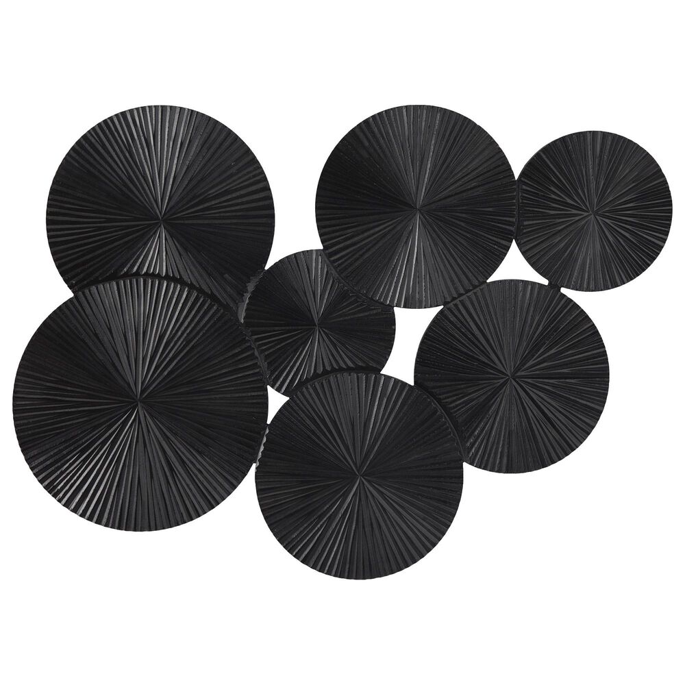 Maple and Jade 39" x 53" Plate Carved Pinwheel Home Wall Decor in Black, , large